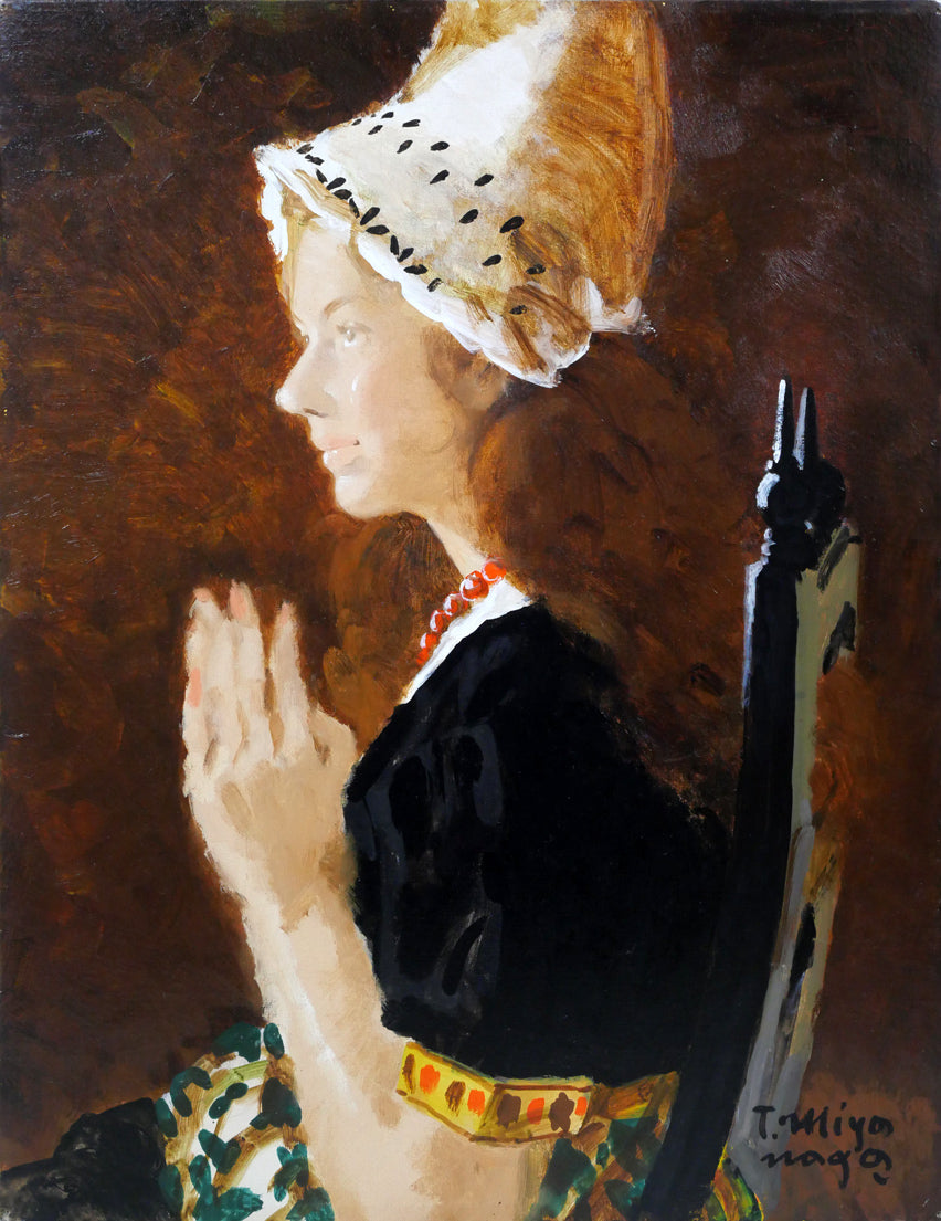 宮永岳彦「婦人像」油絵・F6号 作品全体拡大画像