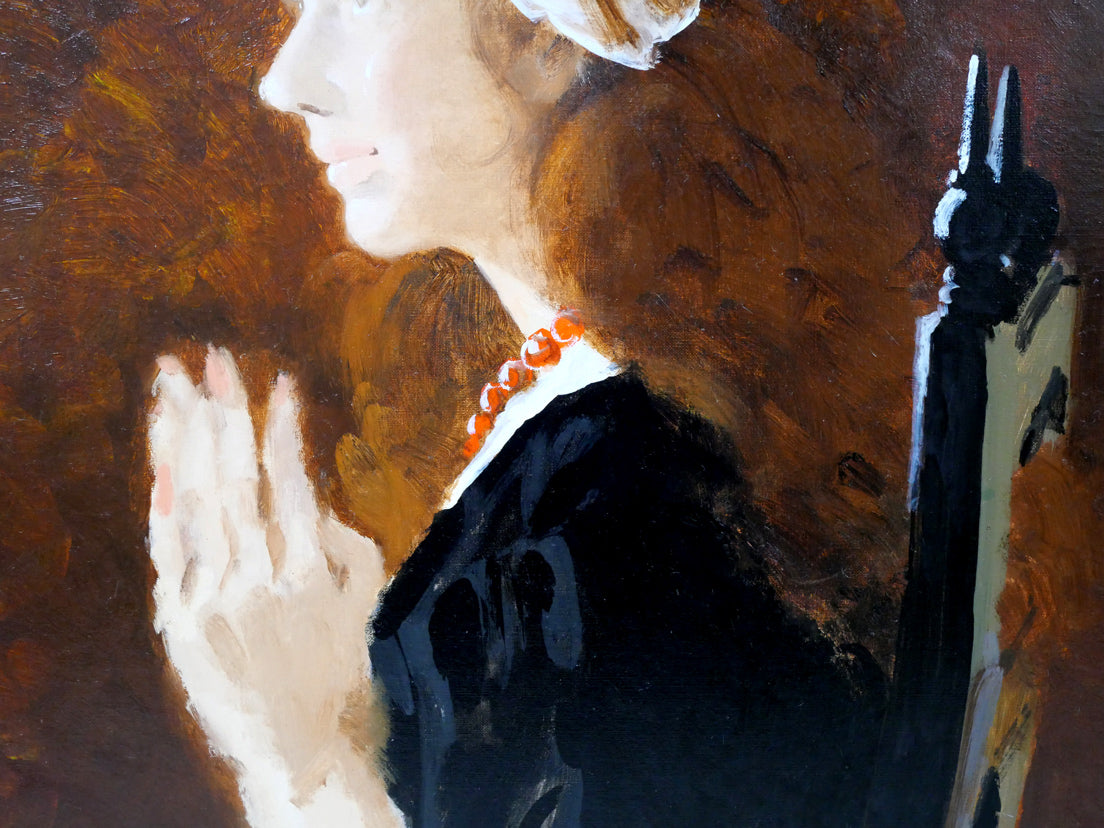 宮永岳彦「婦人像」油絵・F6号 拡大画像3