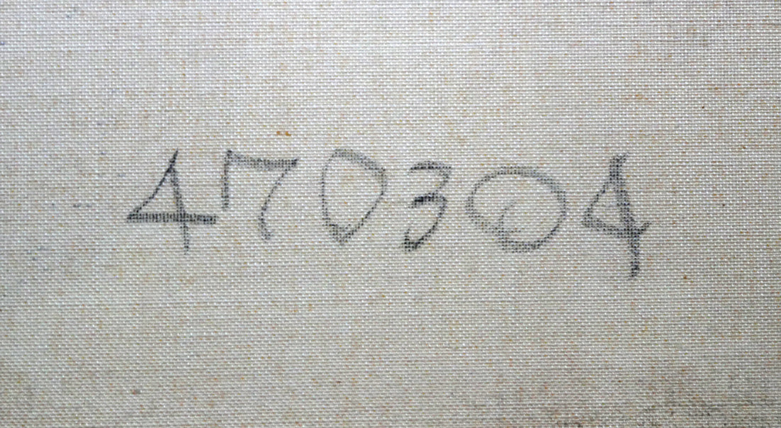 宮永岳彦「婦人像」油絵・F6号 裏側拡大画像