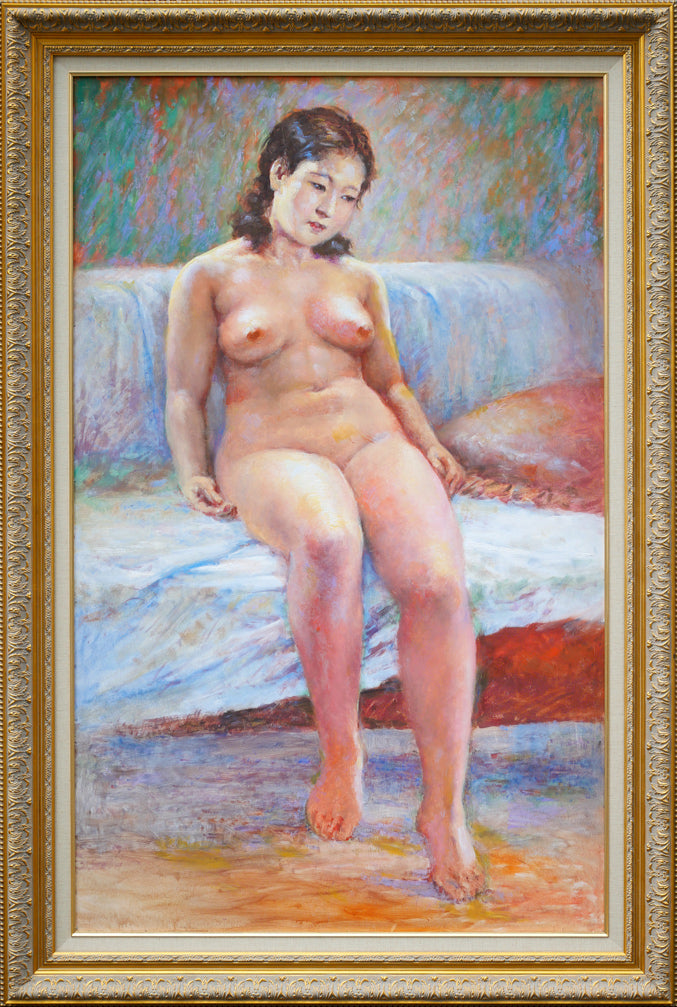 宮田清「裸婦」油絵・変形80号