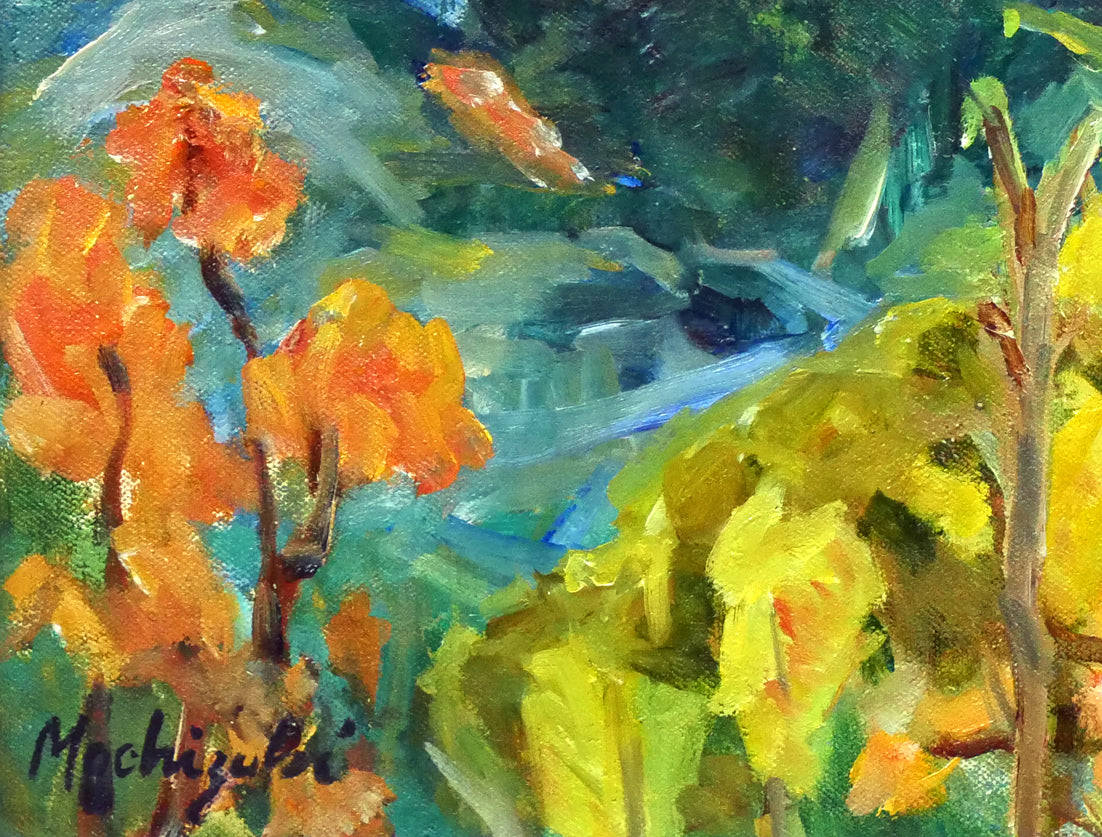 望月正男「釧北峠(阿寒富士と雌阿寒岳)」油絵・F4号 拡大画像3