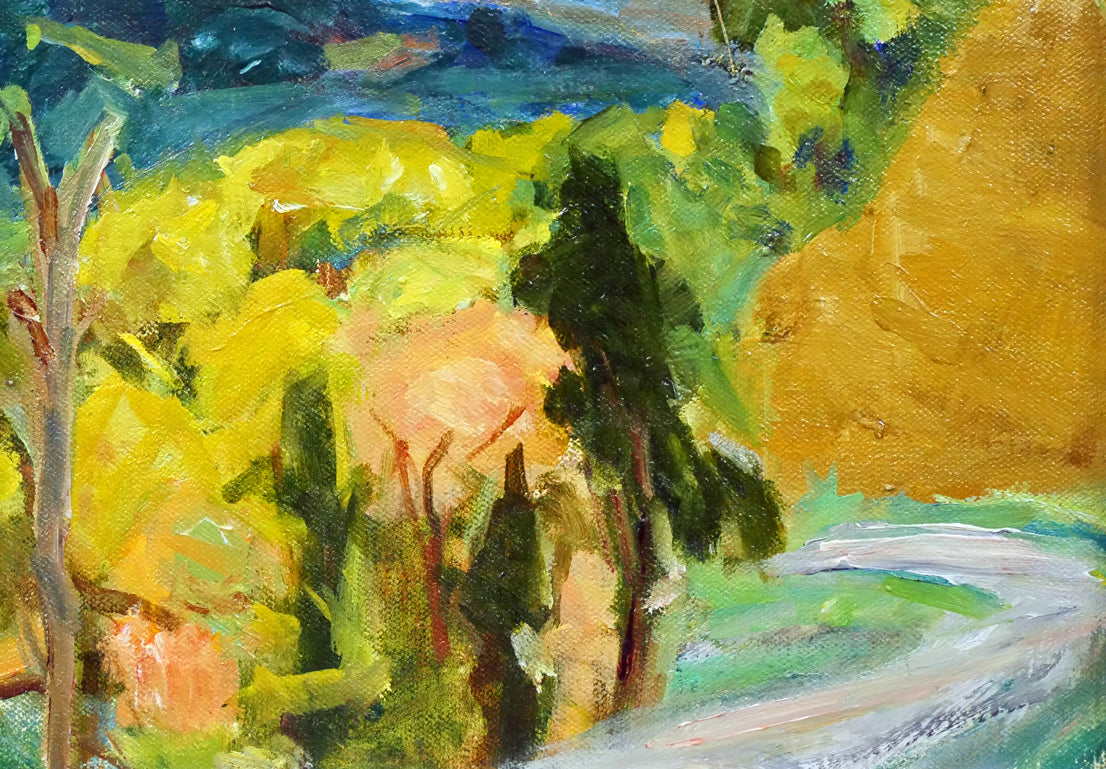 望月正男「釧北峠(阿寒富士と雌阿寒岳)」油絵・F4号 拡大画像4