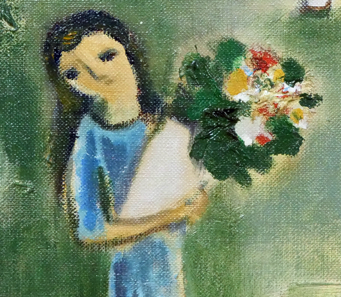 杢田たけを「花馬車と少女」油絵・F6号 拡大画像5