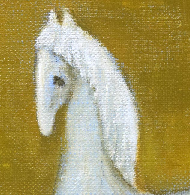 杢田たけを「少女と馬」油絵・F4号　拡大画像5