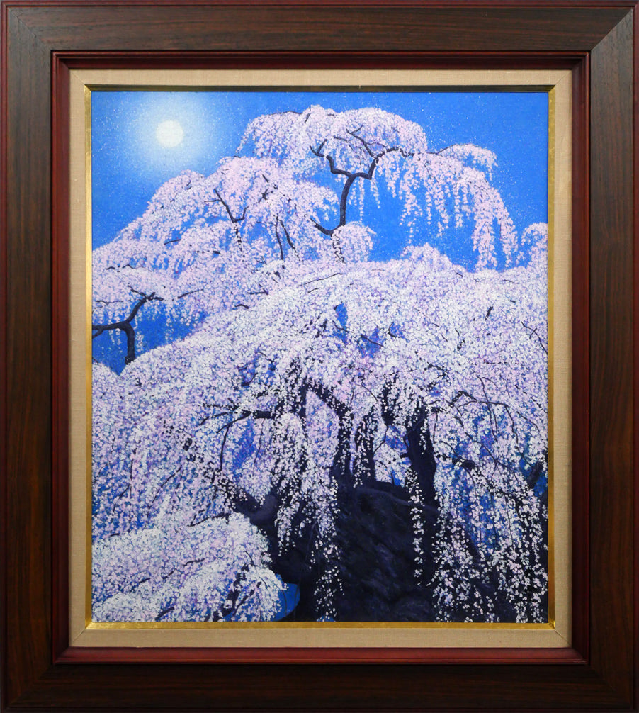 百瀬太虚「花天(滝桜)」油絵・F10号