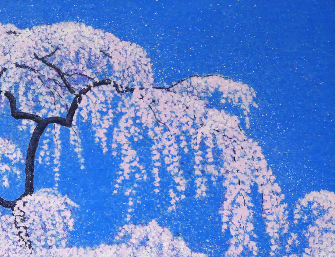 百瀬太虚「花天(滝桜)」油絵・F10号 拡大画像2