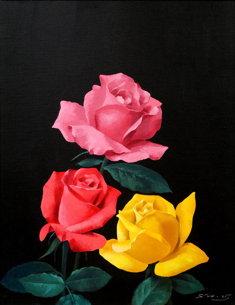 森秀雄「薔薇」油絵・F6号 作品全体拡大画像