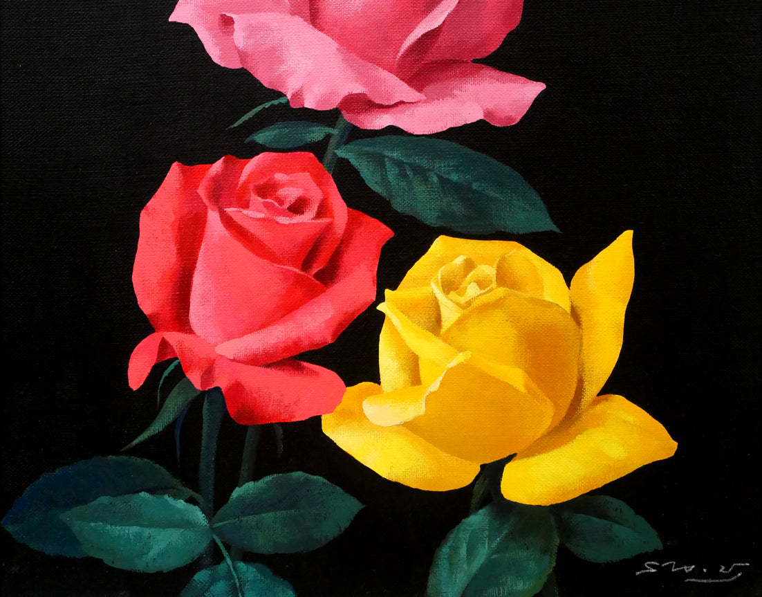 森秀雄「薔薇」油絵・F6号 拡大画像3