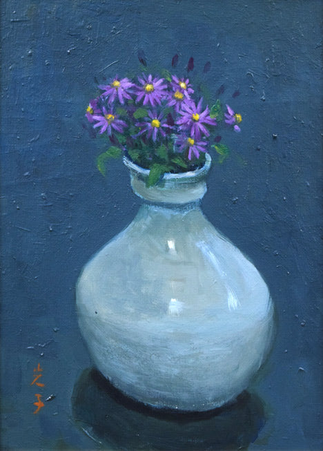 森本光子「花」油絵・F4号 作品全体拡大画像