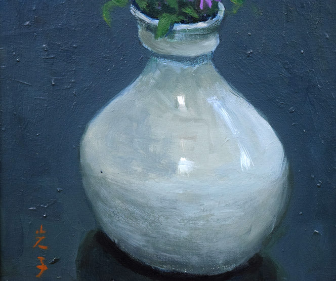 森本光子「花」油絵・F4号 拡大画像4