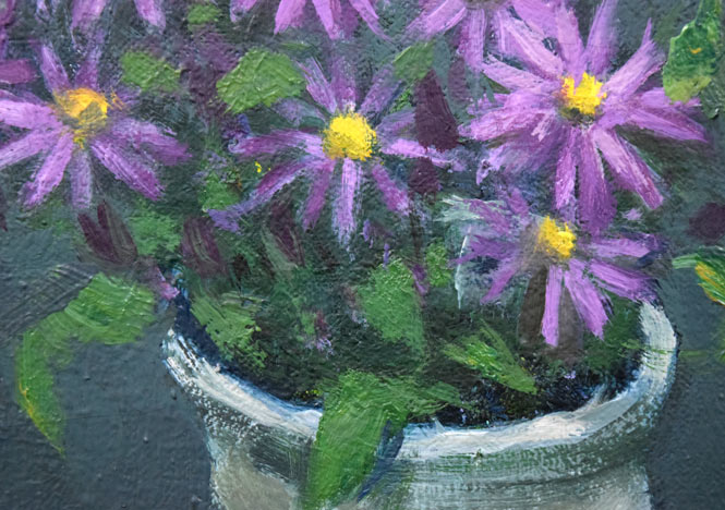 森本光子「花」油絵・F4号 拡大画像3