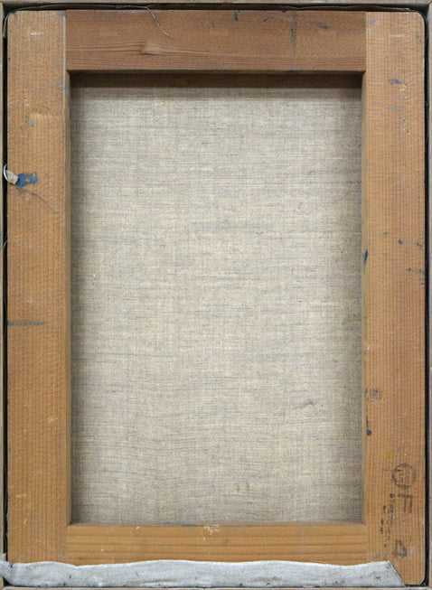 森本光子「花」油絵・F4号 キャンバス裏側画像