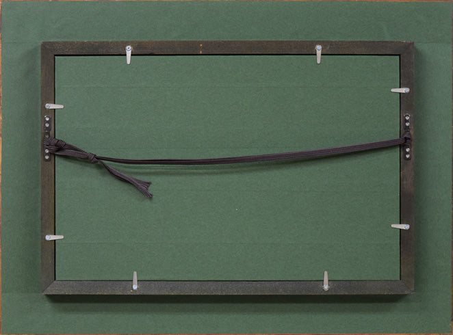 森本光子「人形」油絵・M4号 額縁裏側画像