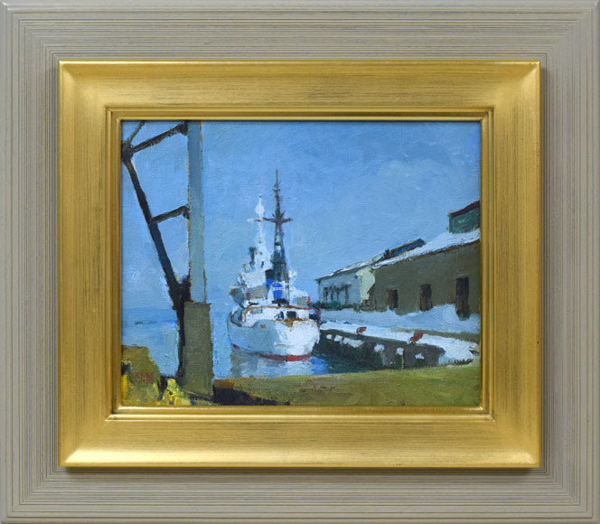 森本三郎「小樽港」油絵・F3号