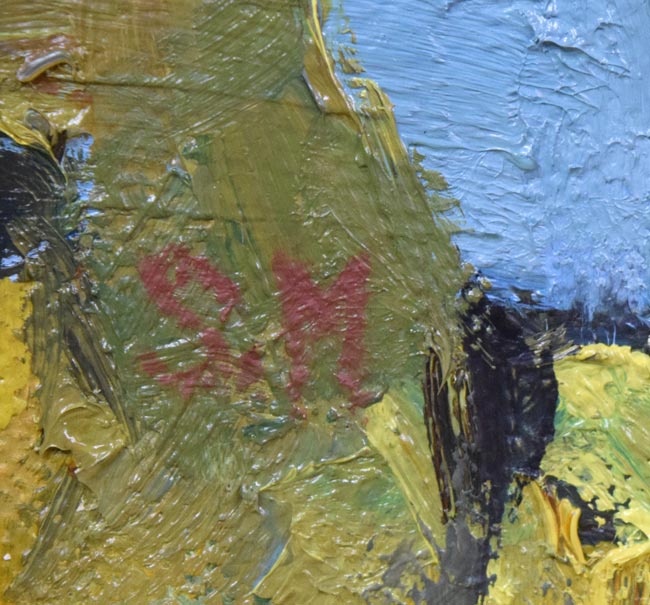 森本三郎「小樽港」油絵・F3号 サイン拡大画像