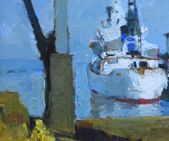 森本三郎「小樽港」油絵・F3号 拡大画像3