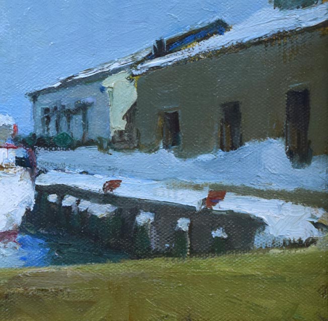 森本三郎「小樽港」油絵・F3号 拡大画像4