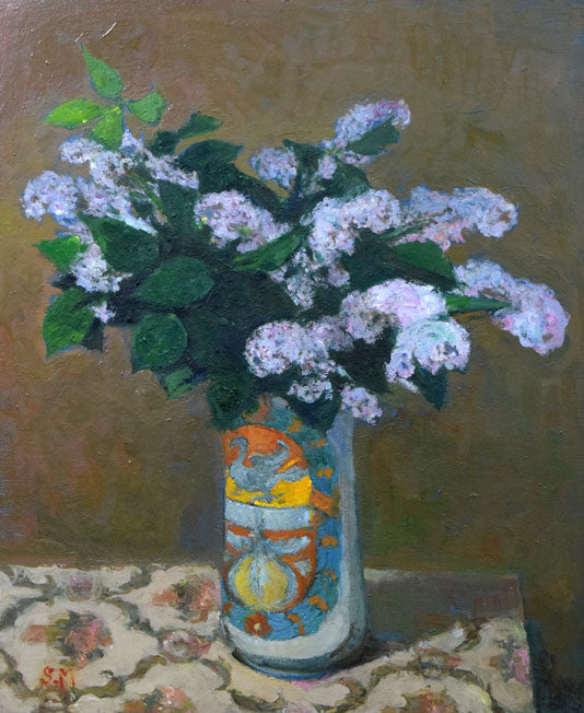 森本三郎「ライラック」油絵・F12号 作品全体拡大画像