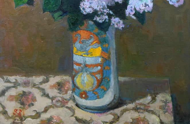 森本三郎「ライラック」油絵・F12号 拡大画像2