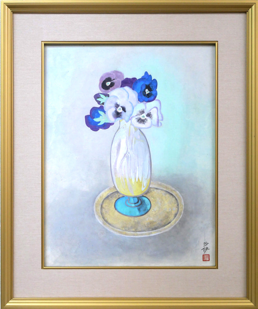 森田沙伊「瓶花」日本画・10号