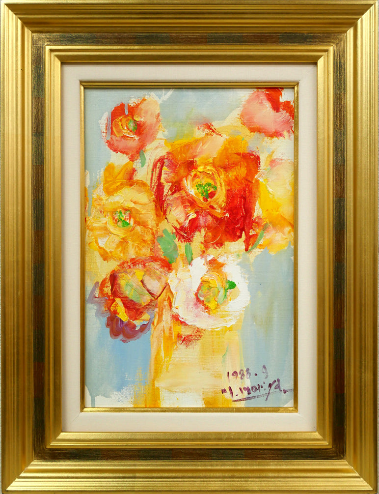 守矢正男「花」油絵・P4号