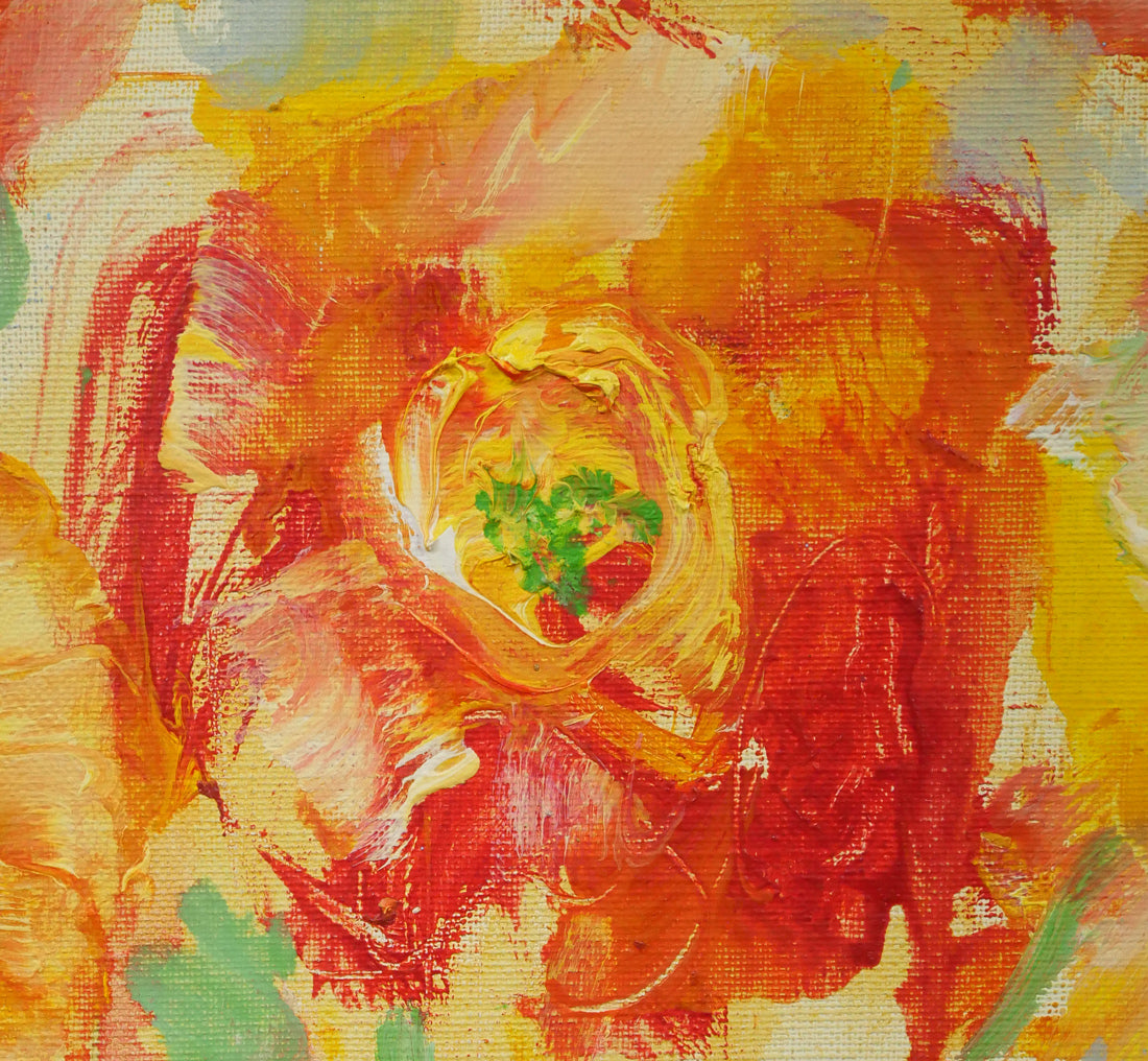 守矢正男「花」油絵・P4号 拡大画像3