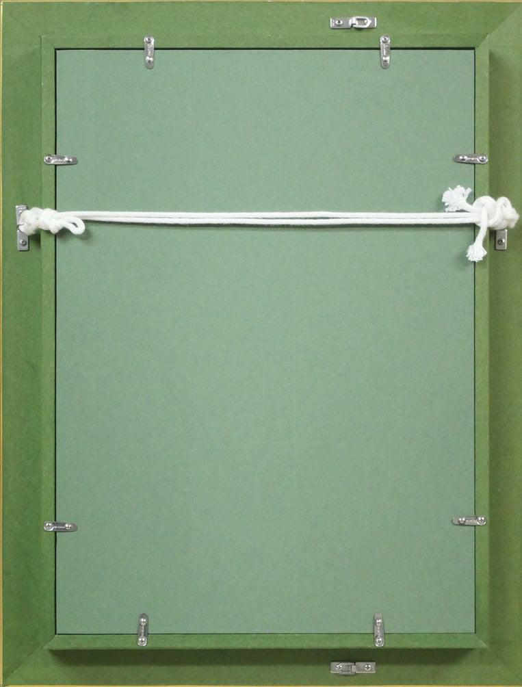 守矢正男「花」油絵・P4号 額縁裏側画像