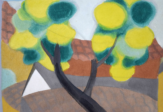 森義利「トレドの裏町(スペイン)」水彩画 拡大画像1