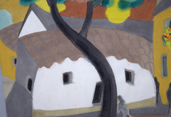 森義利「トレドの裏町（スペイン）」水彩画　拡大画像3