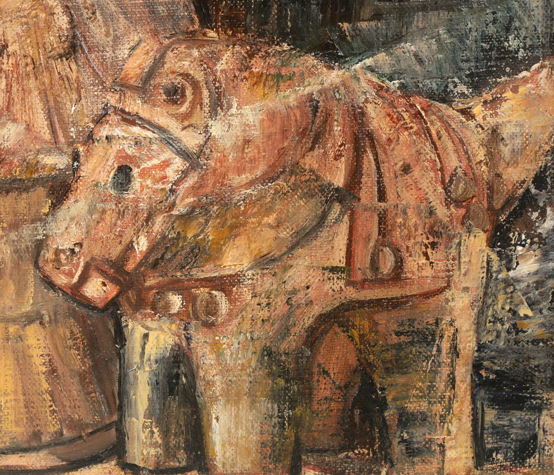 望月一雄「埴輪」油絵・F4号 拡大画像4