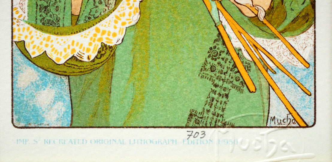アルフォンス ミュシャ(Alphonse MUCHA)「花」リトグラフ 限定番号(ed,703/950)