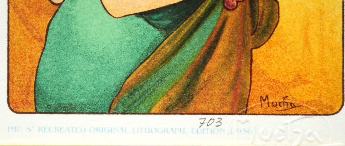 アルフォンス ミュシャ(Alphonse MUCHA)「果物」リトグラフ 限定番号(ed,703/950)