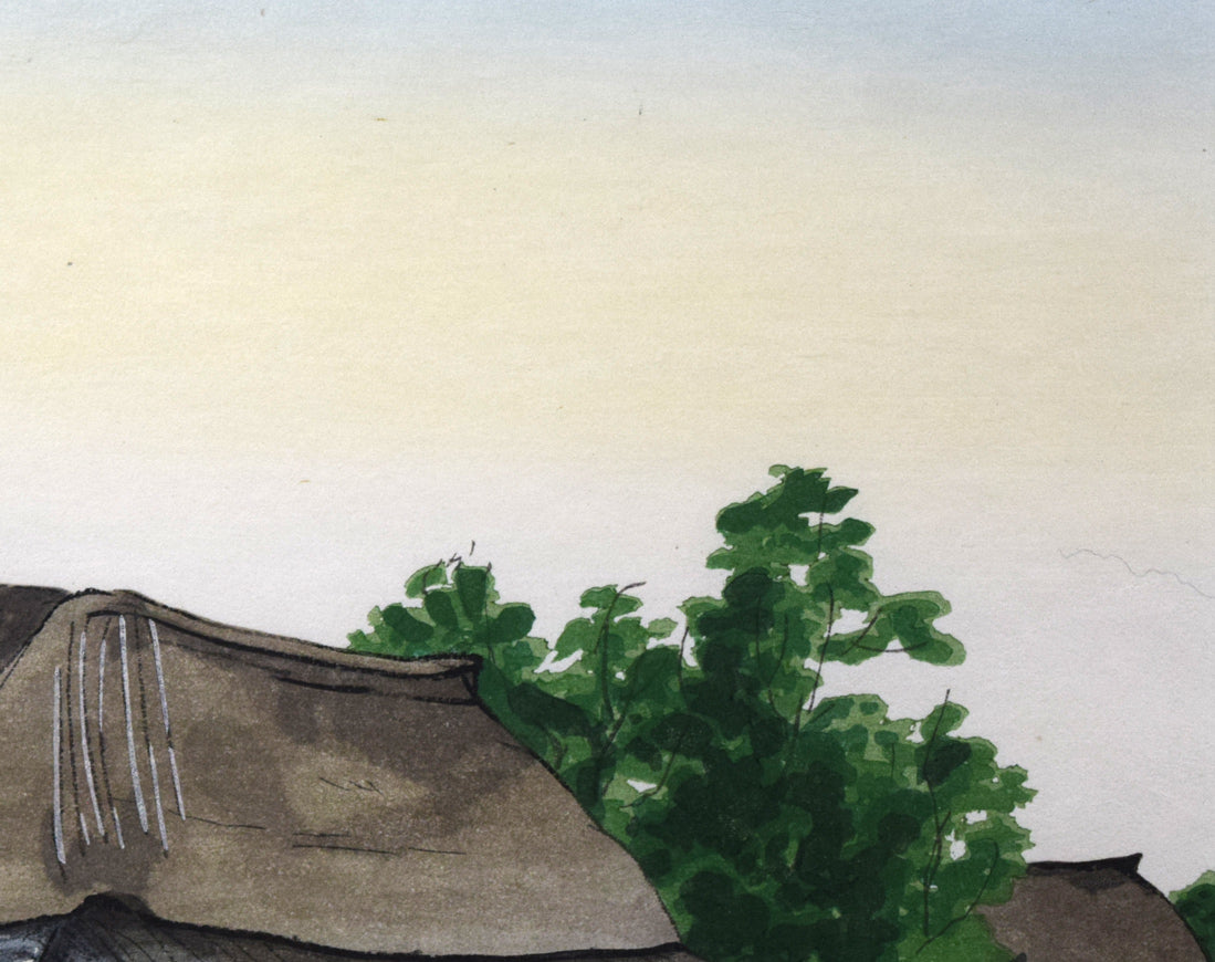 向井潤吉「麦秋(佐賀県6月)」木版画 拡大画像2