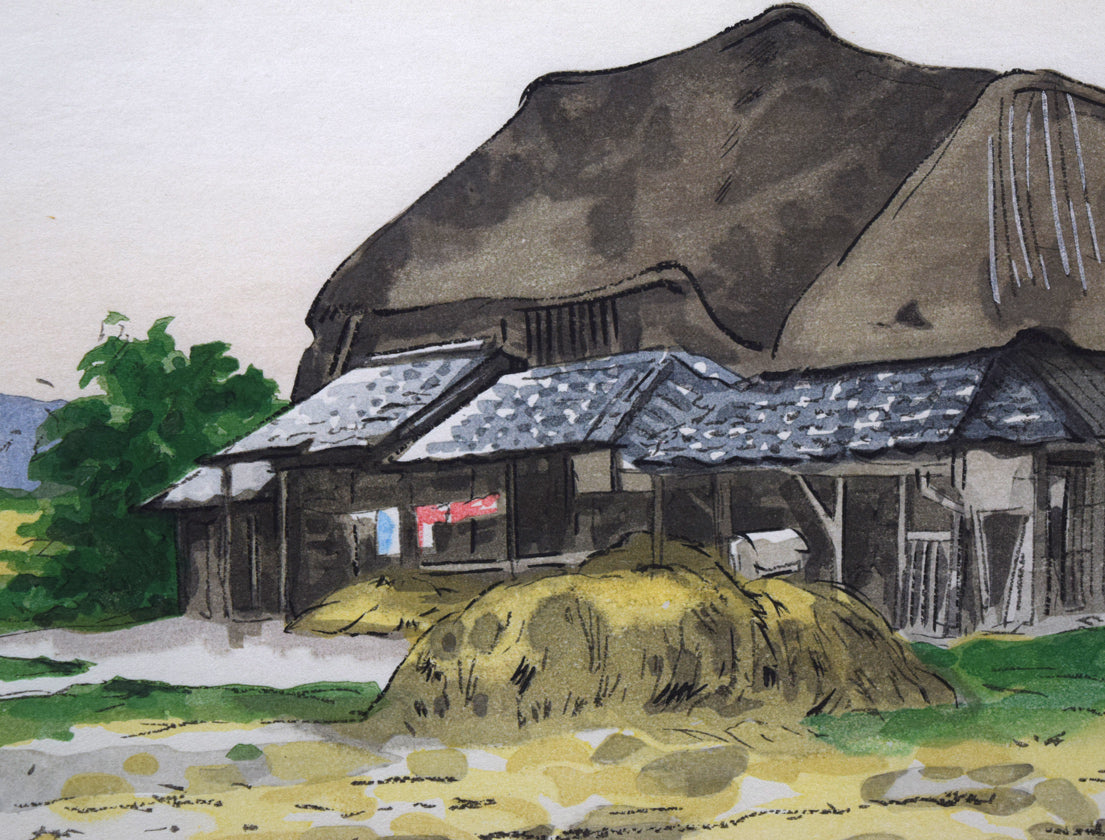 向井潤吉「麦秋(佐賀県6月)」木版画 拡大画像3