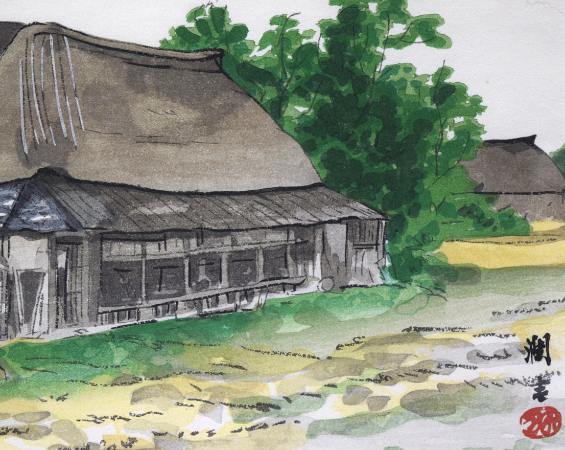 向井潤吉「麦秋(佐賀県6月)」木版画 拡大画像4