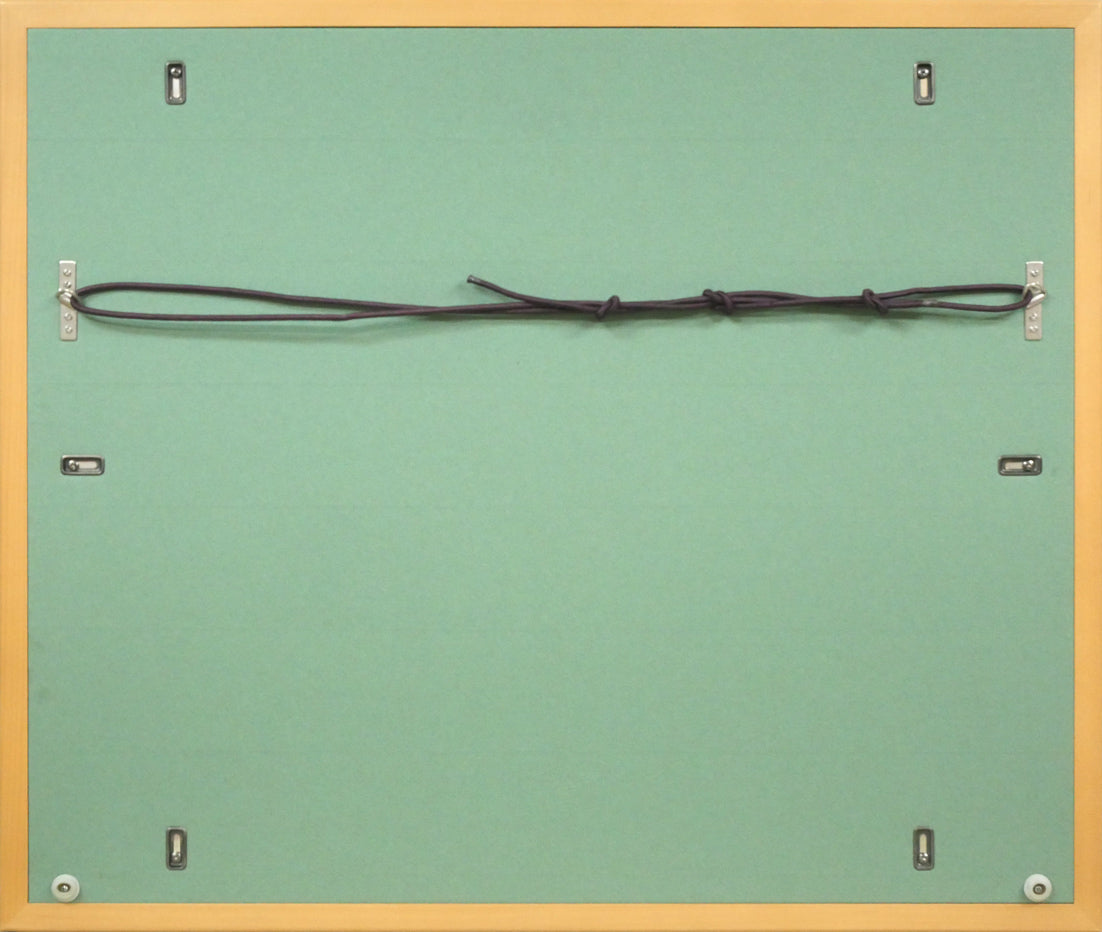 棟方志功「風神の柵(「華厳譜」より)」板画・鑑定登録証書付き 額縁裏側画像