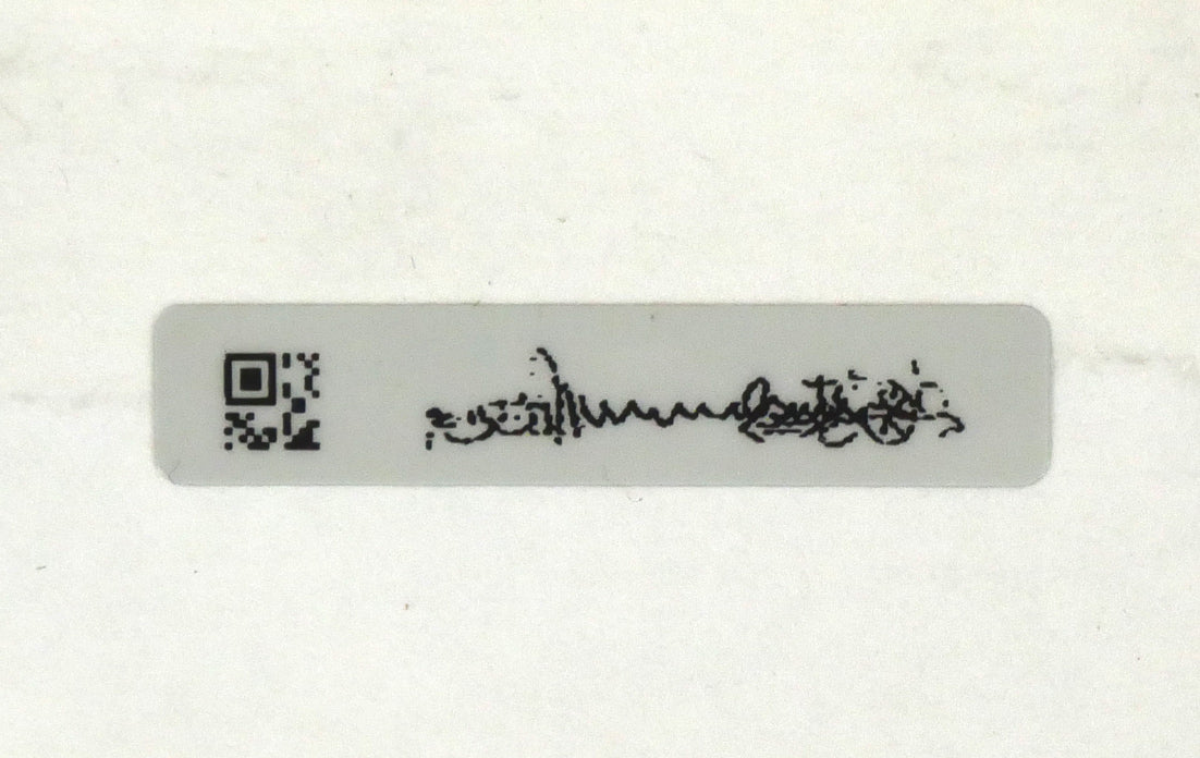 棟方志功「樹」肉筆書額装 作品登録シール拡大画像