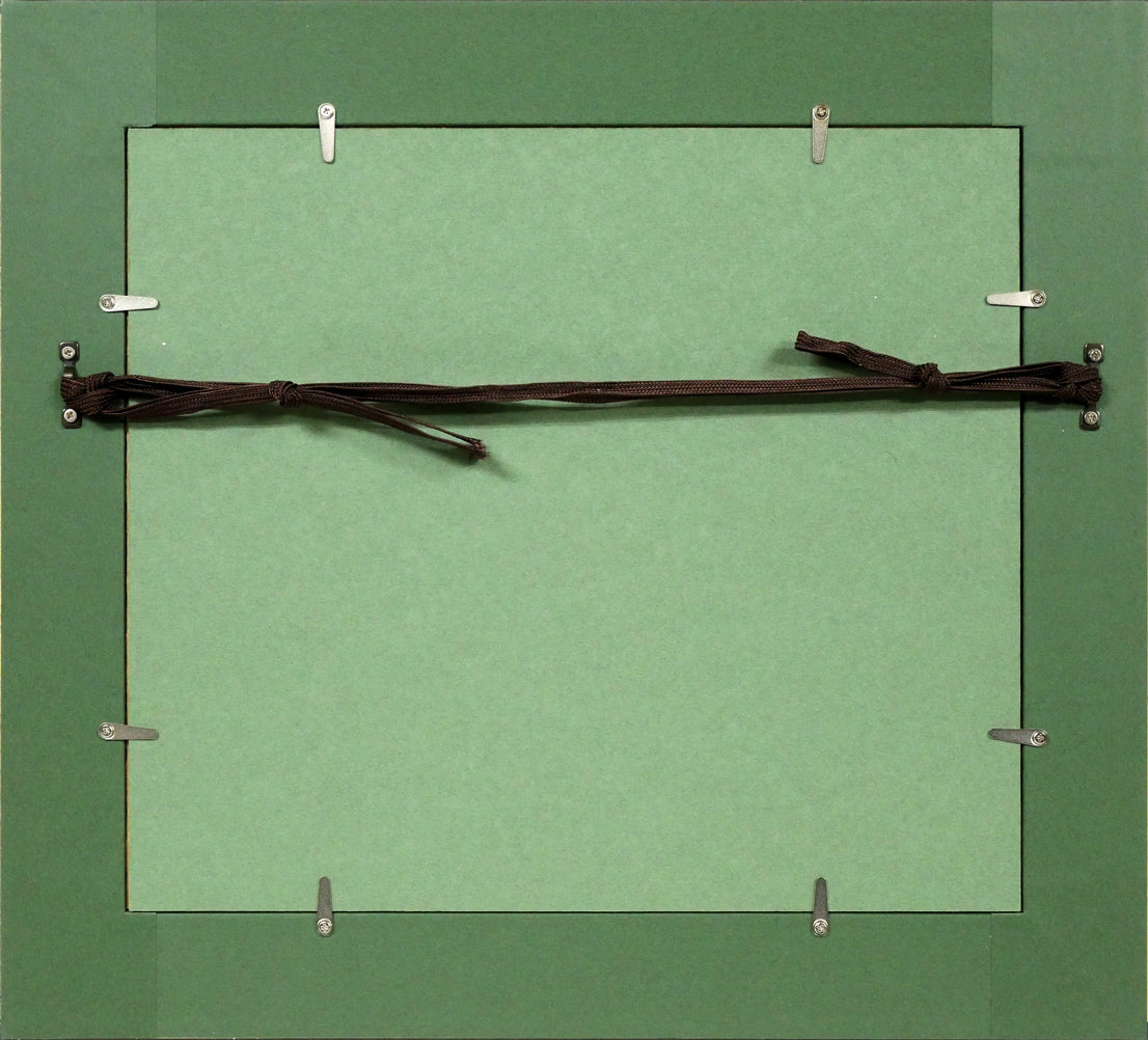 棟方志功「弘前城の柵」板画 額縁裏側画像