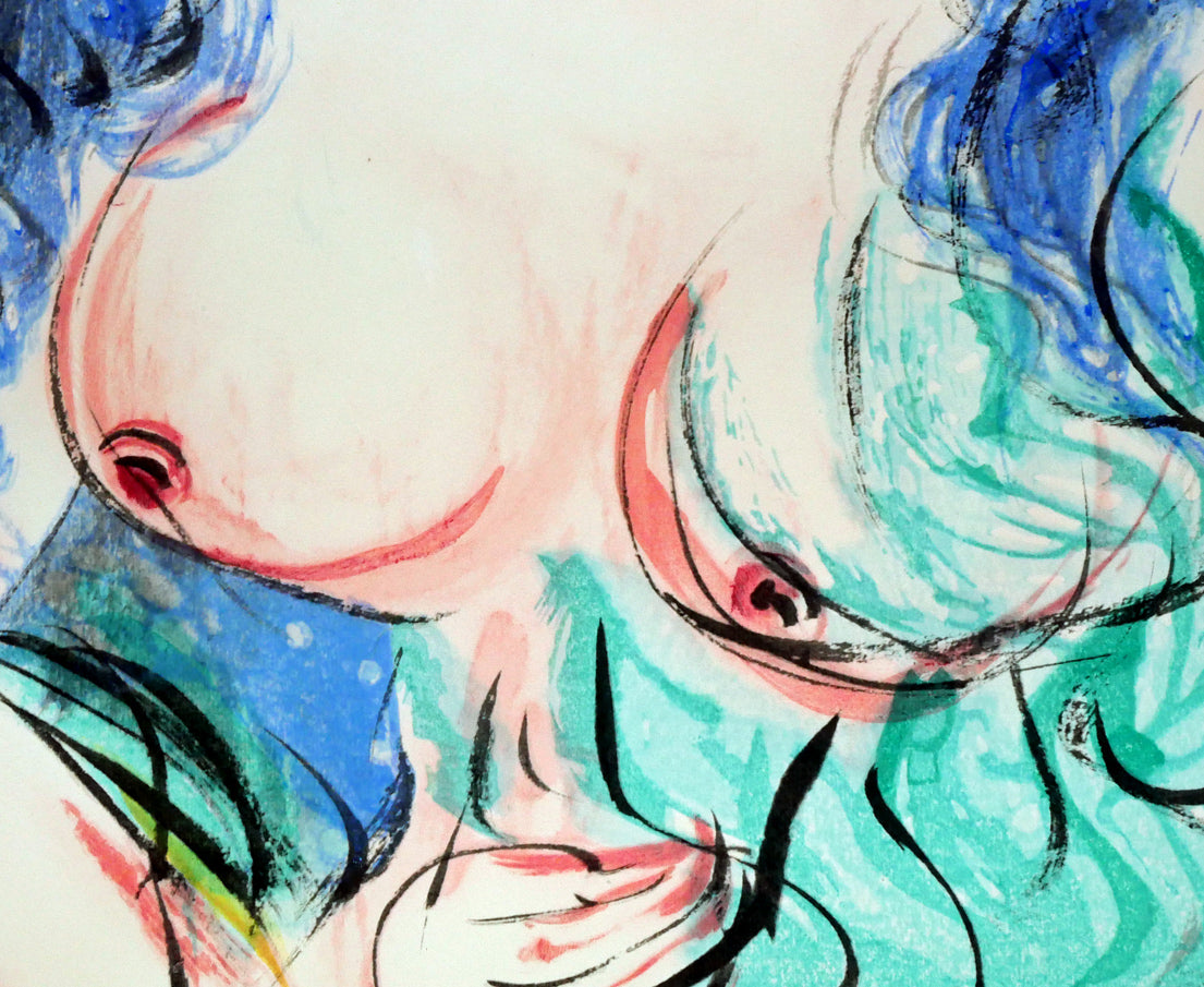 棟方志功「清妙妃図」木版画(リトグラフ併用) 拡大画像5