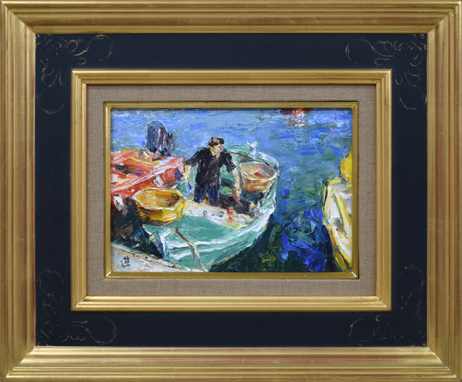 村上選「海の人」油絵・SM