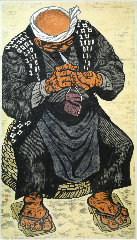 村上暁人「海の年輪」木版画 作品全体拡大画像