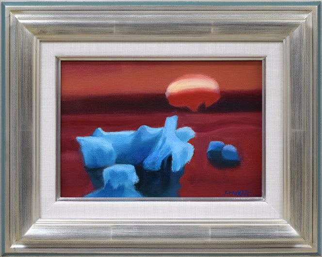 村瀬真治「オホーツク‟あけぼの”(流氷)」油絵・SM