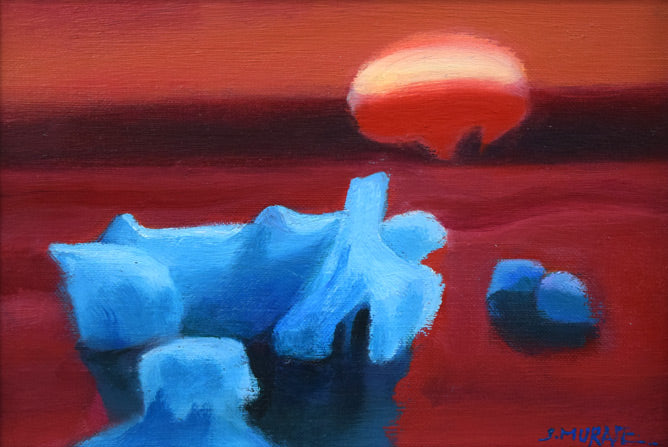 村瀬真治「オホーツク‟あけぼの”(流氷)」油絵・SM 作品全体画像