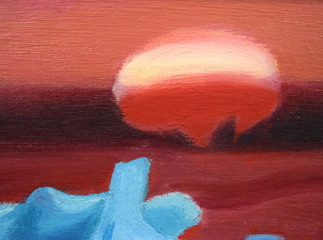 村瀬真治「オホーツク‟あけぼの”(流氷)」油絵・SM 拡大画像2