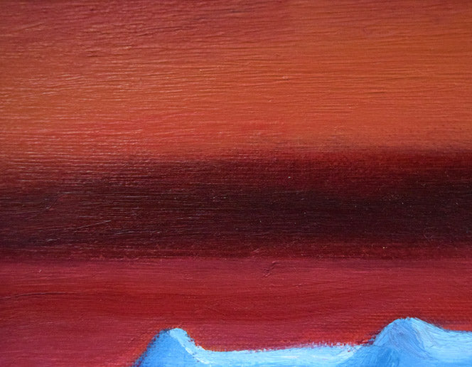 村瀬真治「オホーツク‟あけぼの”(流氷)」油絵・SM 拡大画像1