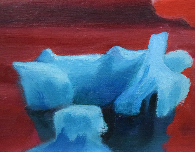 村瀬真治「オホーツク‟あけぼの”(流氷)」油絵・SM 拡大画像3