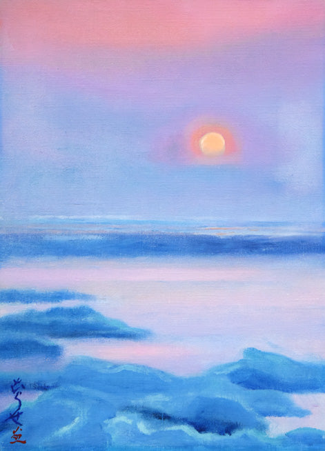 村瀬真治「明けゆくオホーツク」油絵・F4号 作品全体画像