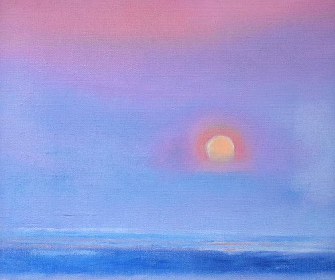 村瀬真治「明けゆくオホーツク」油絵・F4号 拡大画像1