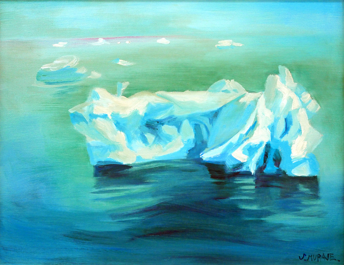 村瀬真治「オホーツク流氷”春氷”」油絵・F6号 作品全体拡大画像