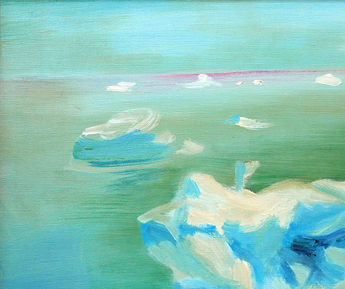 村瀬真治「オホーツク流氷”春氷”」油絵・F6号 拡大画像1